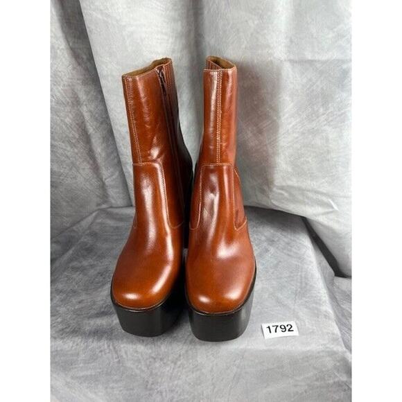 SOLD Jeffrey Campbell Nelsons Platform Heeled Ankle Boots Patent Leather TAN - Picture 6 of 6